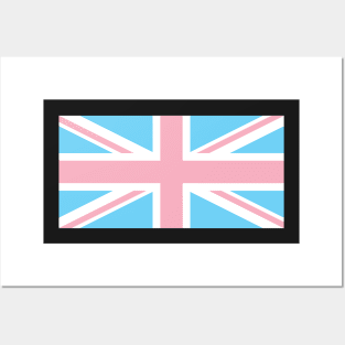 TRANSGENDER UK FLAG (UNION JACK) - PALE BLUE, WHITE AND PINK TRANSGENDER FLAG Posters and Art